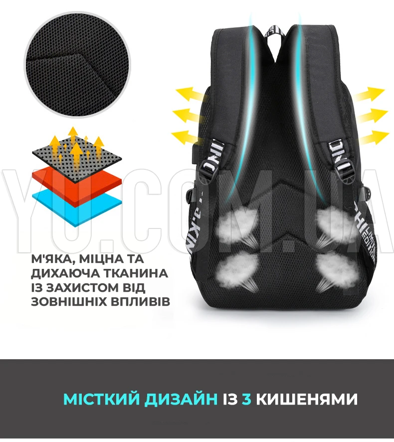 Рюкзак Music з USB світитися у темряві Рюкзак Music з USB світитися у темряві